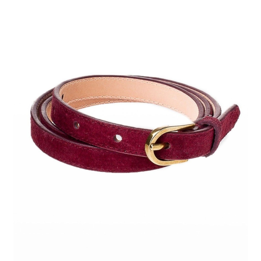 American Apparel Suede Burgundy Skinny Belt 34 L
